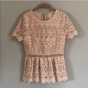 J.O.A lace peplum top